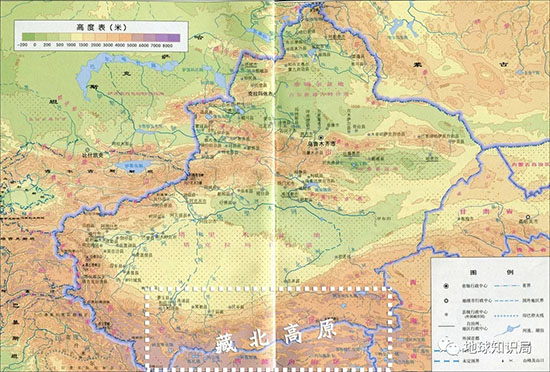 新疆範圍內也有著藏北高原相當大的一塊