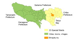 新宿區在日本東京都的位置