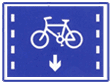表示該車道只供非機動車行駛。設在該車道的起點及交叉路口和入口前適當位置。在標誌無法正對車道時，可以不標註箭頭