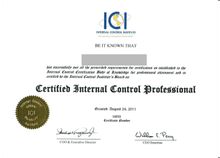高級國際註冊內部控制師CICP證書樣本