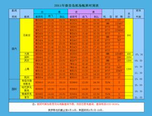 2011年夏季航班時刻表