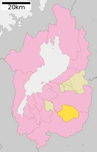 日野町在滋賀縣的位置（黃色區域）