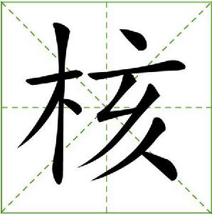 田字格中的“核”字