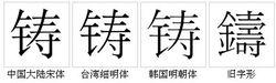 “鑄”字的字形對比