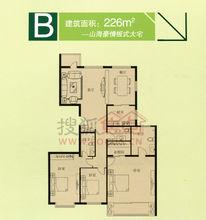 三室兩廳三衛226㎡B戶型圖