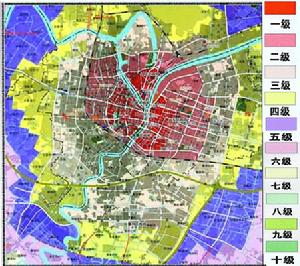 圖為擬調整的三江片土地房屋級別基準地價圖