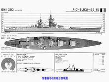 法國黎塞留級戰列艦兩視線圖