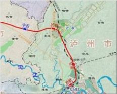 川南城際鐵路瀘州市瀘縣過境線路示意圖