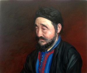 《哈薩克族藝人肖像寫生》