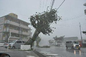 受颱風襲擊的沖繩縣宮古島