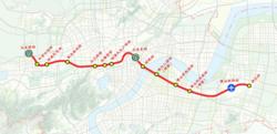 杭州機場軌道快線路線走向示意圖