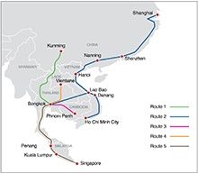 東南亞散貨拼箱陸運線路圖