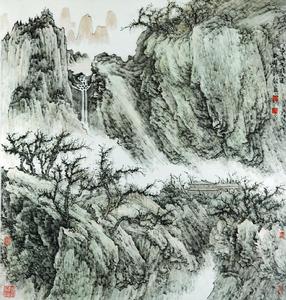 《秋山蕭寺》2007年作（67×67cm）