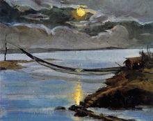 張世椿《秋夜》1962年 油畫 18x26cm