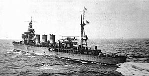 太平洋航行的長良級巡洋艦阿武隈號
