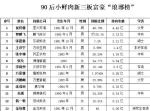 90後十大富豪榜