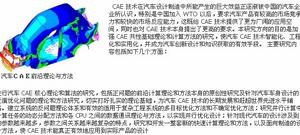 CAE 技術在汽車設計製造中所能產生的巨大效益正逐漸被中國的汽車企業所認識，特別是中國加入 WTO 以後，要求汽車產品有較高的市場競爭力和較快的市場反應能力，這既給 CAE 技術提供了更為廣闊的套用空間，同時也對 CAE 技術本身提出了更高的要求。本研究方向的目的是加強 CAE 共性基礎理論和計算方法的研究，使汽車 CAE 技術智慧型化、工程化和實用化，並成為汽車創新設計和知識獲取的有效手段。