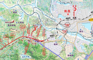 昌九城際鐵路南昌段軌道交通線路平面示意圖