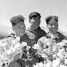 1960年，我國首次登上地球之巔的3名英雄。