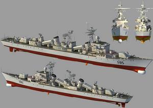 051型驅逐艦3D圖