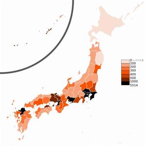 日本人口密度分布圖