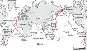 謝尼亞文號小巡洋艦的環球航行圖