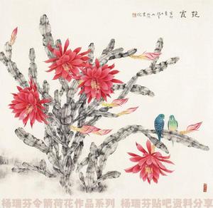 楊瑞芬令箭荷花作品《艷霞》