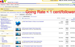 ebay上出售Twitter關注者的信息