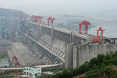 三峽大壩，通常水力發電站都和水庫共同建設屬於水庫的一部分