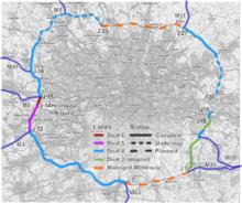 M25高速公路各路段車道寬度示意圖