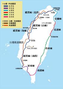 台灣鐵路路網圖（包含台鐵、林鐵與高鐵）