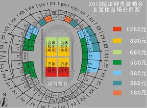 2010怒放搖滾英雄演唱會上海站票價座點陣圖