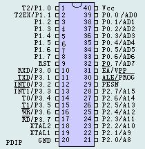 PDIP封裝的AT89C52引腳圖