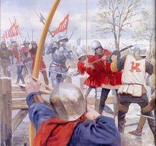 處於守勢的蘭開斯特人利用大量地形來阻擋約克人的進攻