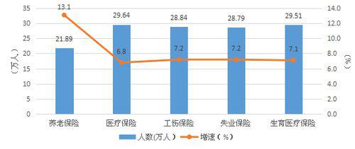 2016年坪山區社會保險參保人數及其增速