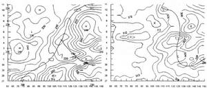 圖2 6月27日~7月11日200hpa 、700hpa高度場時空剖面圖