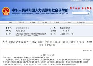 新生代農民工職業技能提升計畫（2019—2022年）