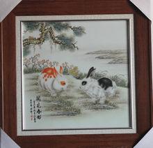 李彩昌《聞苑春昭》40x40cm粉彩瓷板