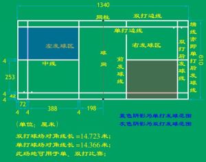 單雙打發球區域