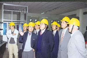 1999年10月21日，國家經貿委電力司司長史玉波(左五)到廠參觀、視察。