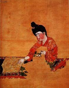 弈棋仕女圖