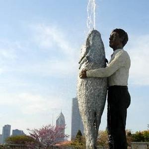 美國芝加哥雕塑——“男人和魚”