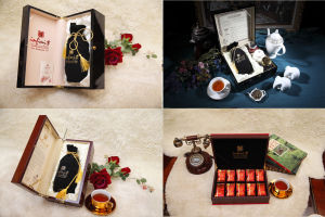 金芽（左上）、銀芽（左下）、皇室珍品典藏（右上）、皇家珍珠茶（右下）