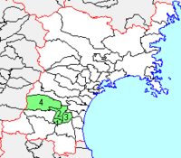 柴田郡位置図1.大河原町　2.村田町　3.柴田町　4.川崎町