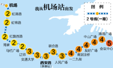 大連捷運2號線票價示意圖