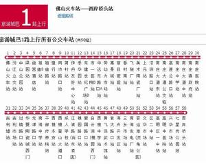 佛山公交旅遊城巴1路