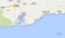 黑框上部為關塔那摩灣，框內為美國海軍基地