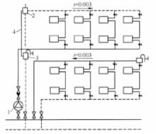 圖4 設斷流器和阻旋器的分區式熱水供暖系統