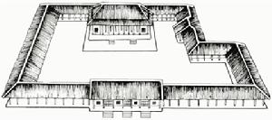 二里頭宮殿建築遺址一號遺址復原圖