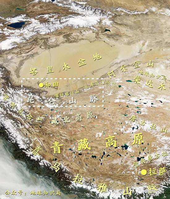 這裡是北面塔里木盆地河流的上游 而南面的藏北高原(羌塘高原)人口極少